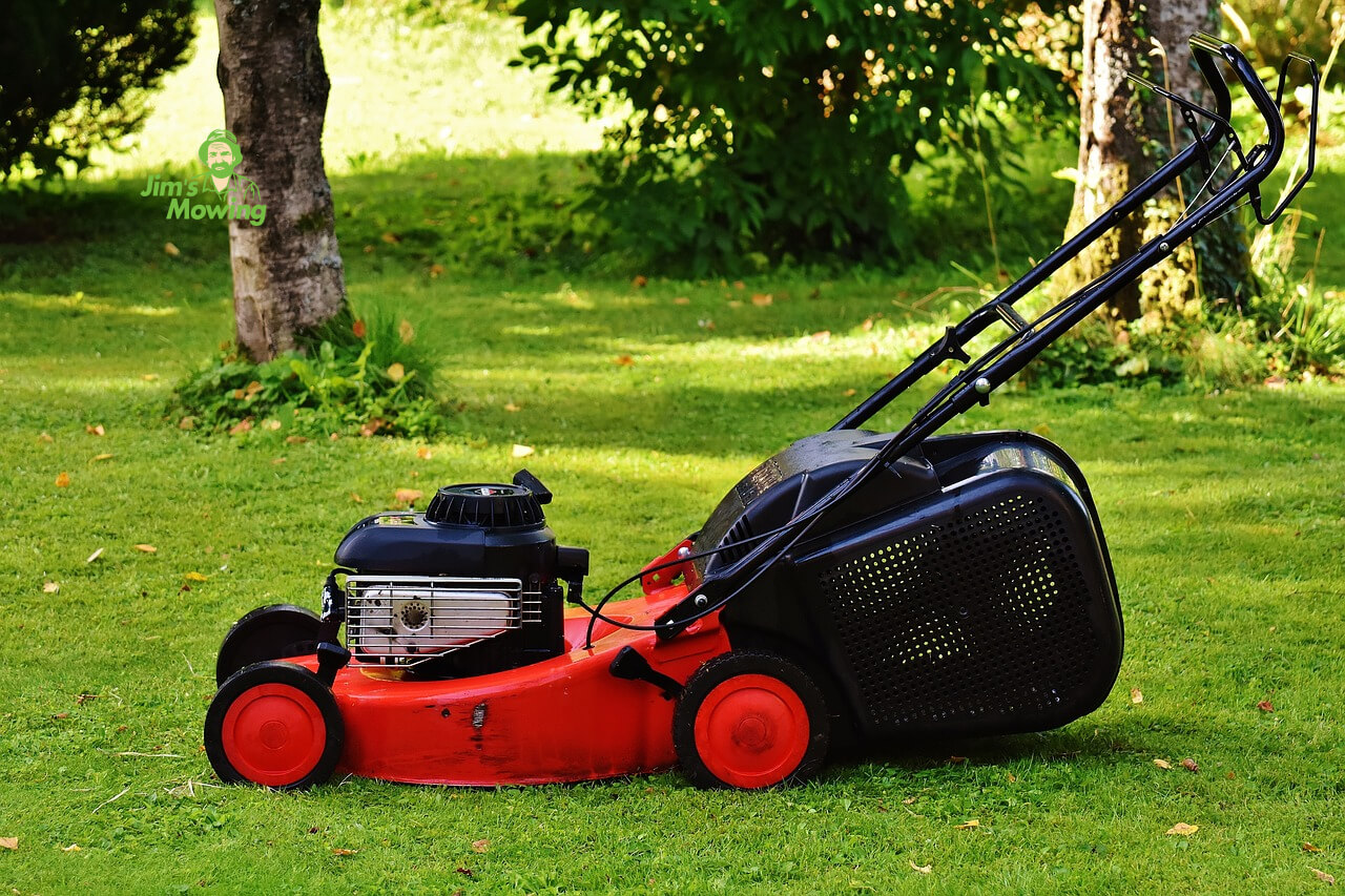 red lawn mower - Jim's Mowing