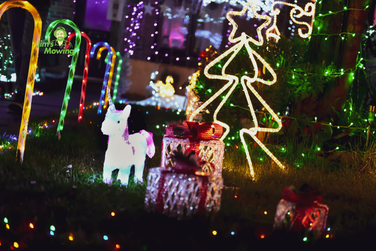 Garden with festive decorations